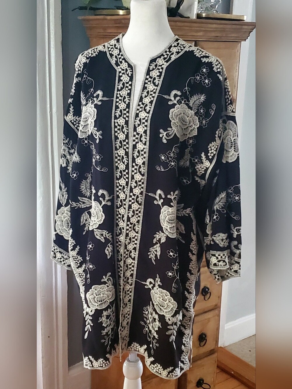 Soft Surroundings Black Open-Front Blouse